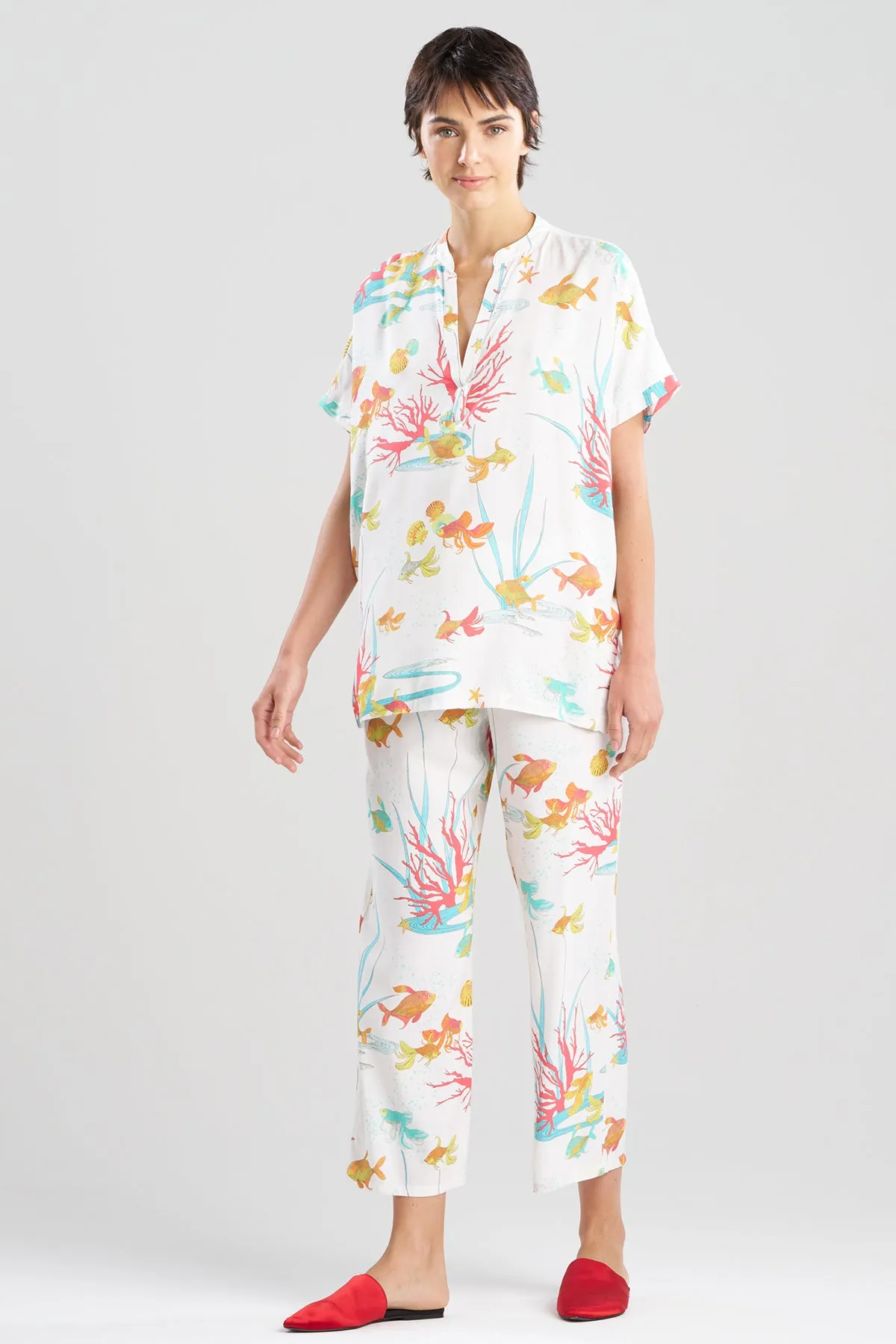 Ocean's Embrace Printed Challis Mandarin PJ Set sold by Natori product image thumbnail 3