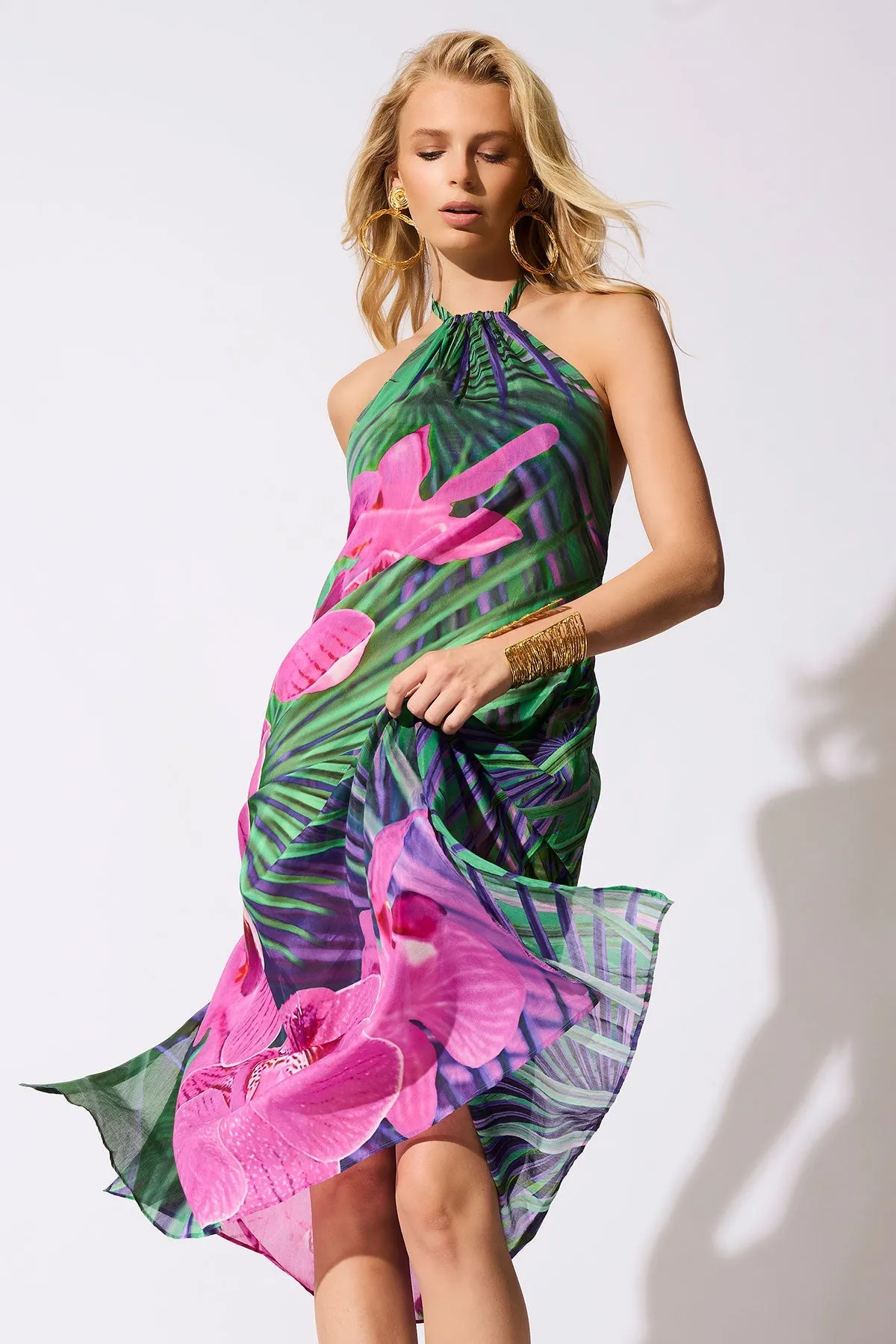 Orchid Silk Cotton Voile Halter Dress sold by Natori product image thumbnail 4