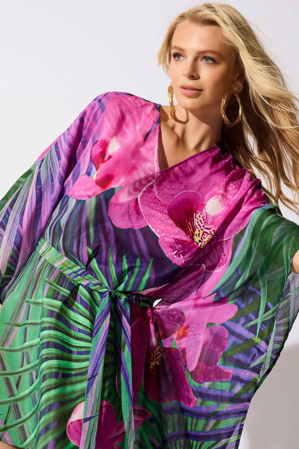 Orchid Silk Cotton Voile Short Caftan sold by Natori product image thumbnail 4