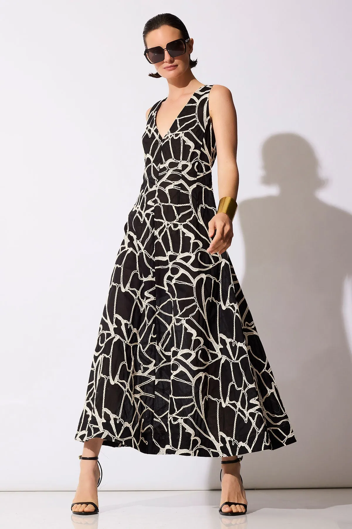 Butterfly Embroidery Deep V-Neck Sundress sold by Natori