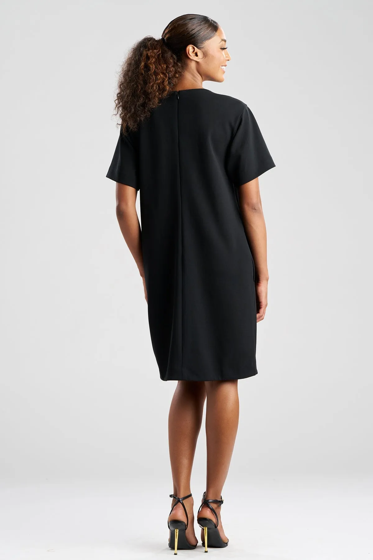 Solid Knit Crepe Embellished Short Sleeve Shift Dress sold by Natori product image thumbnail 2