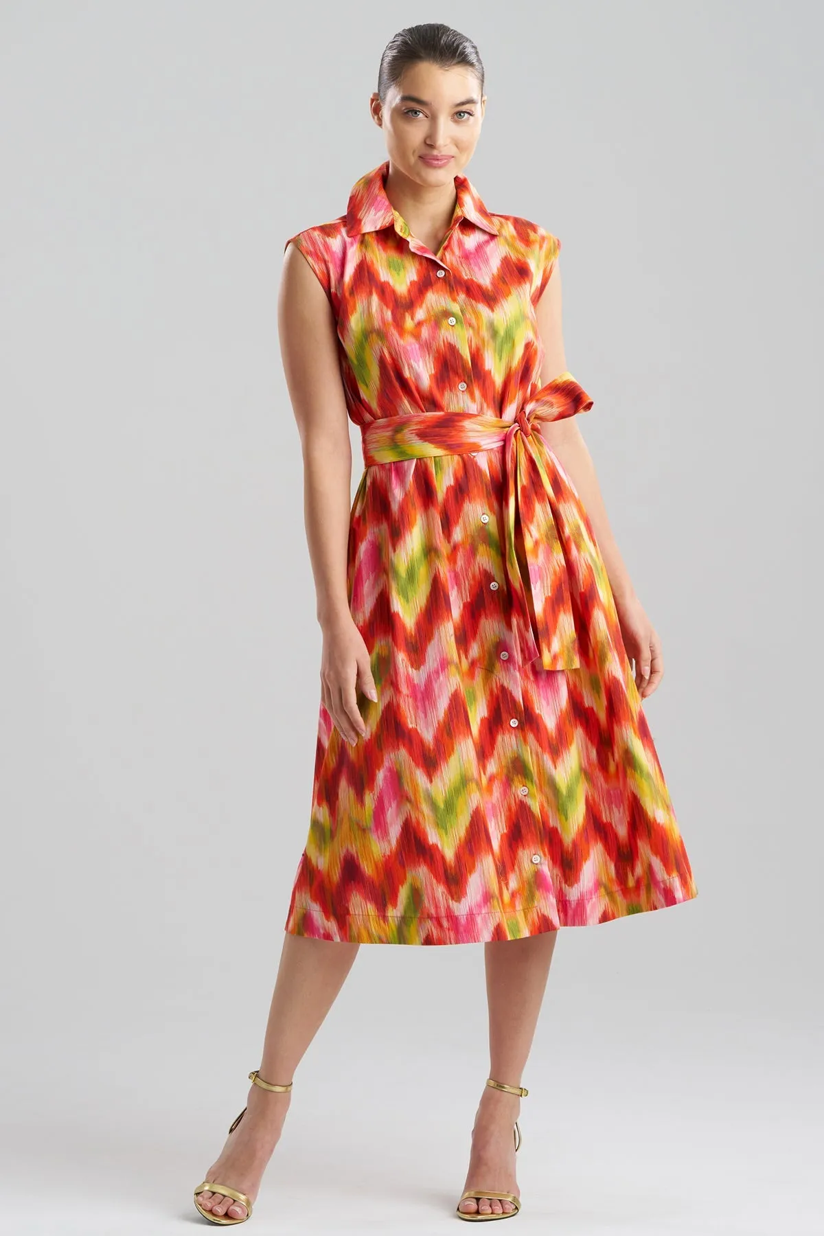 Sorel Ikat Cotton Poplin Sleeveless Shirtdress sold by Natori