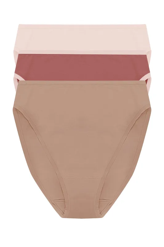 Bliss Bare Cotton High Cut Brief 3-Pack sold by Natori