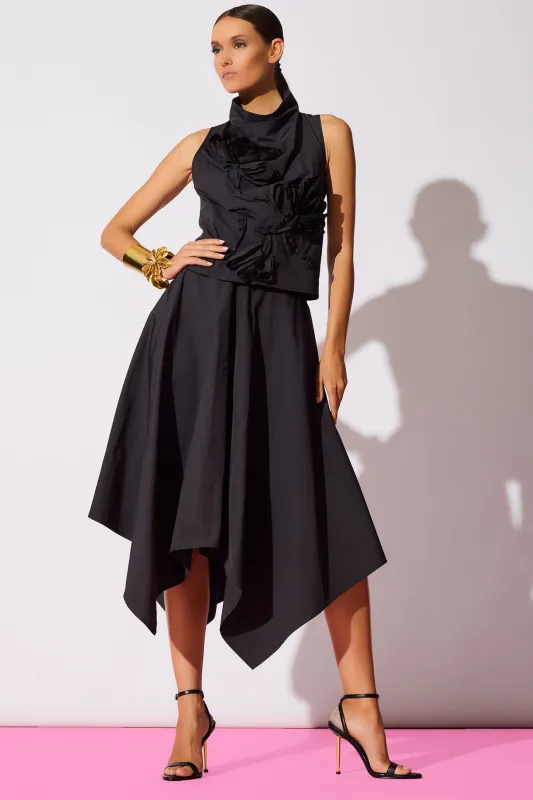 Tech Cotton Taffeta Embroidered Funnel Neck Top sold by Natori