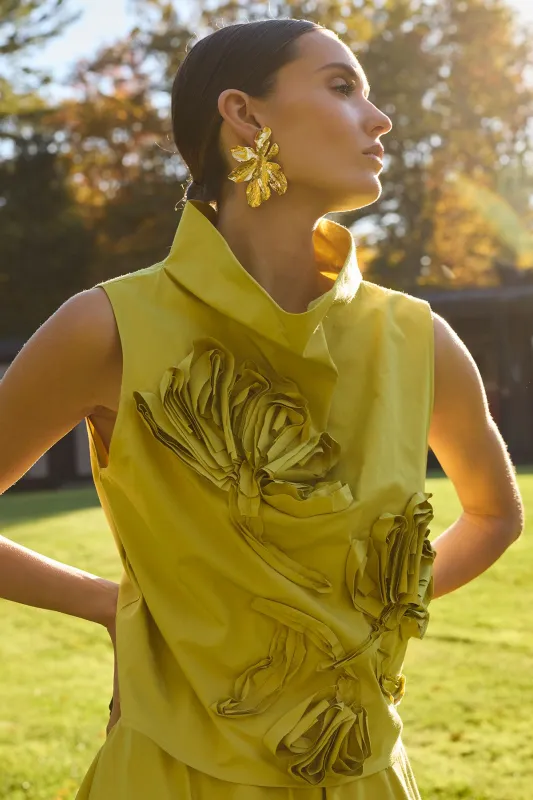 Tech Cotton Taffeta Embroidered Funnel Neck Top sold by Natori