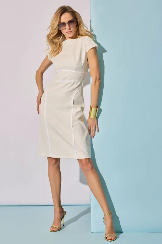 Stretch Basketweave Cotton Sheath Dress made by Natori