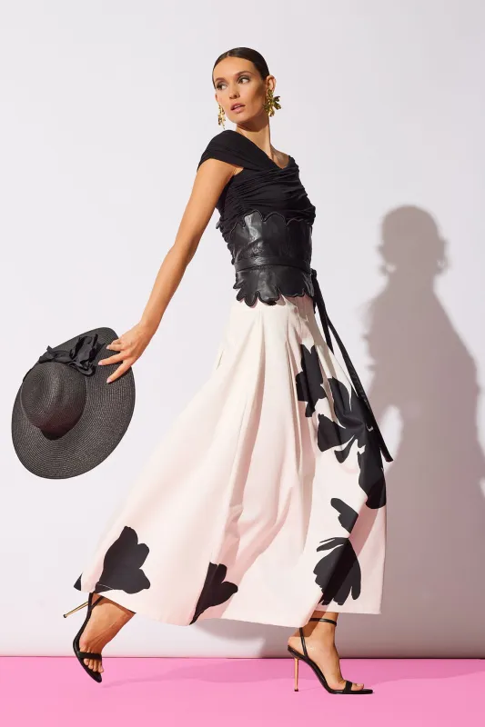 Peony Cotton Chino Pleated Skirt made by Natori