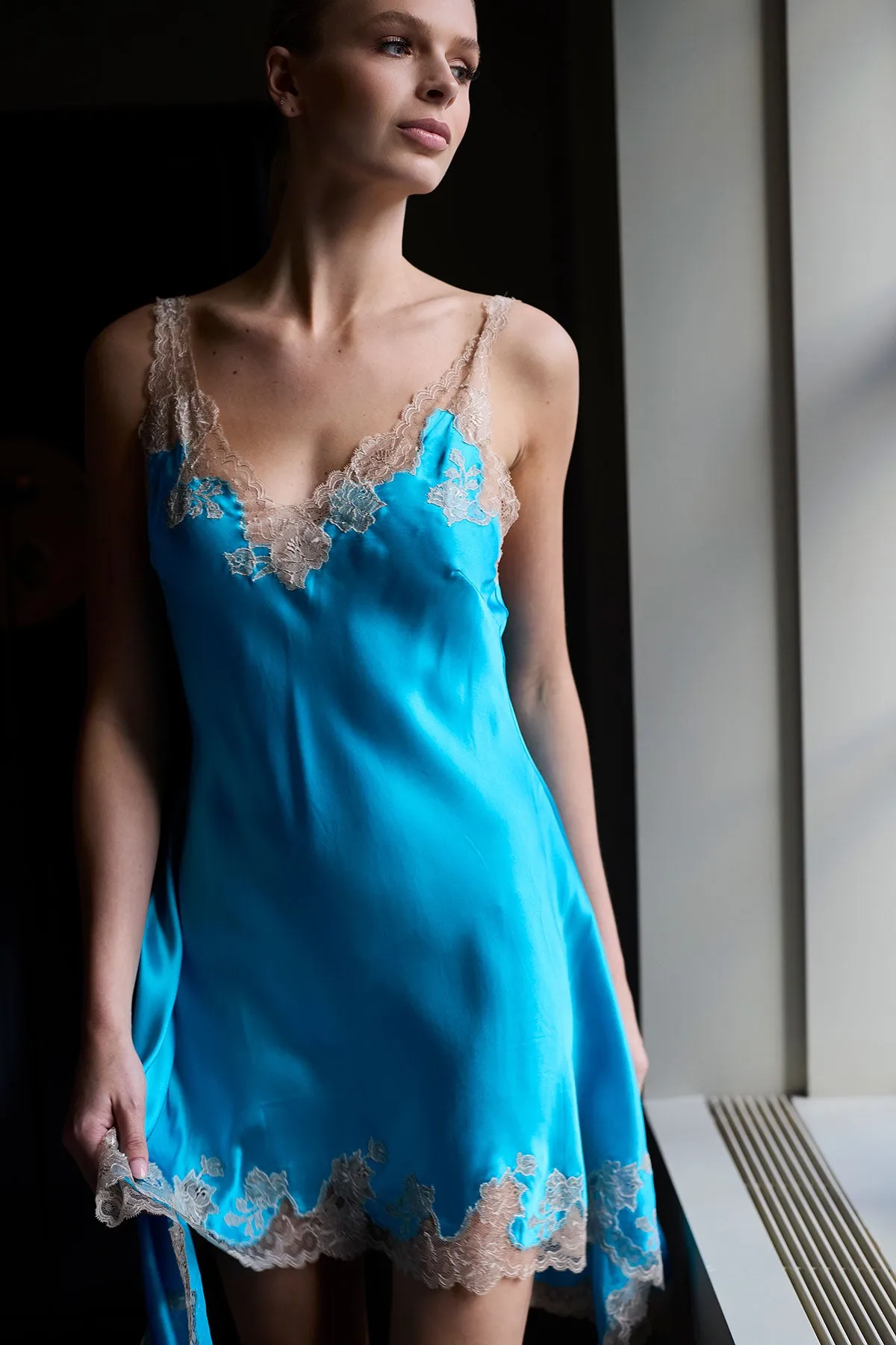 Lolita Lace V-Neck Silk Chemise sold by Natori