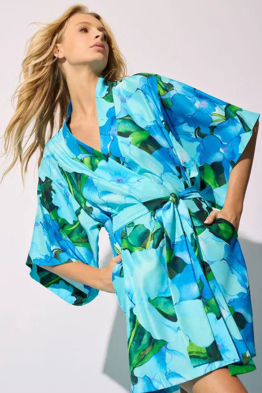 Isla Printed Satin Wrap made by Natori
