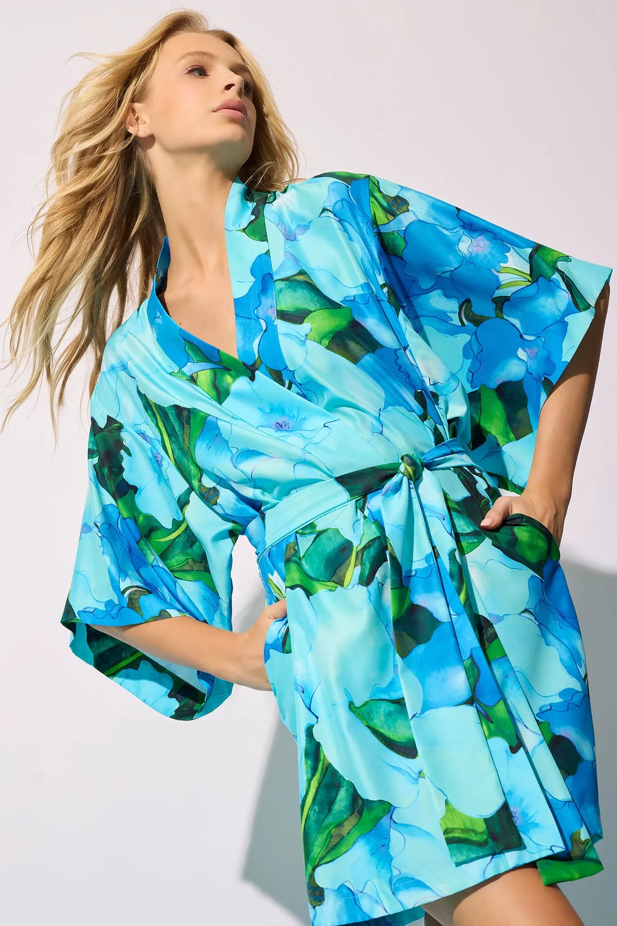 Isla Printed Satin Wrap sold by Natori