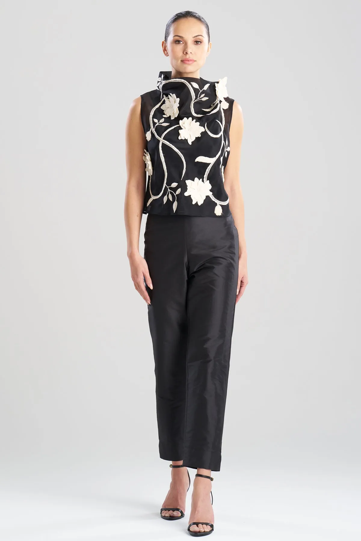Couture Silk Organza Embellished Funnel Neck Top sold by Natori
