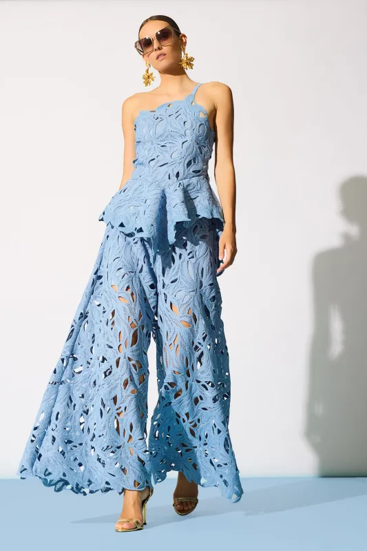Cutout Leaf Lace Pull On Palazzo Pants made by Natori