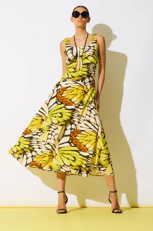 Butterfly Linen Blend Beaded Midi Sundress made by Natori