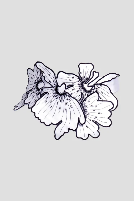 Cotton Chino Embroidered Floral Obi Belt made by Natori