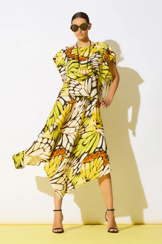 Butterfly Linen Blend Handkerchief Hem Skirt sold by Natori