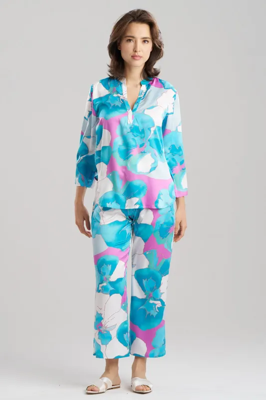 Floria Printed Satin Mandarin PJ Set sold by Natori