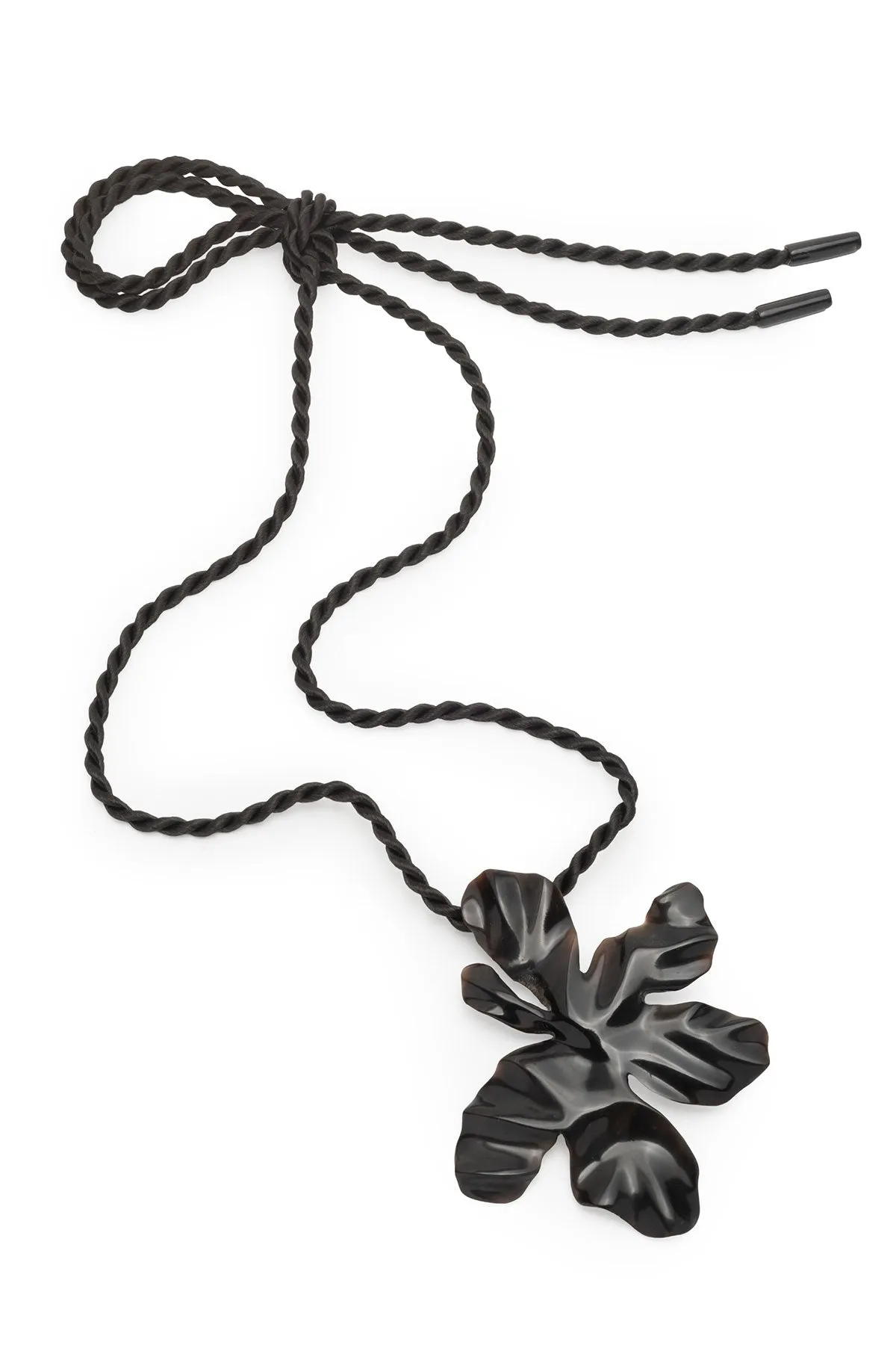 Peony Buffalo Horn Pendant Rope Necklace sold by Natori
