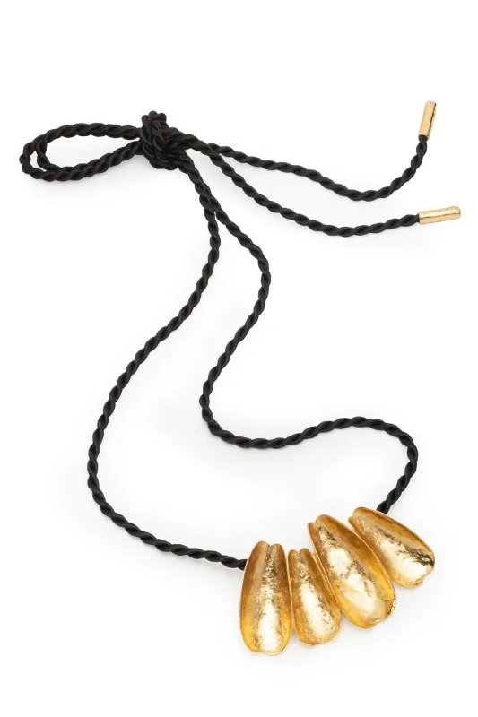 Aurea Gold Plated Oversized Pendant Rope Necklace sold by Natori