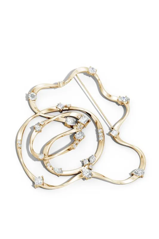 Runway Collection Sakura White Topaz Gold Brooch sold by Natori