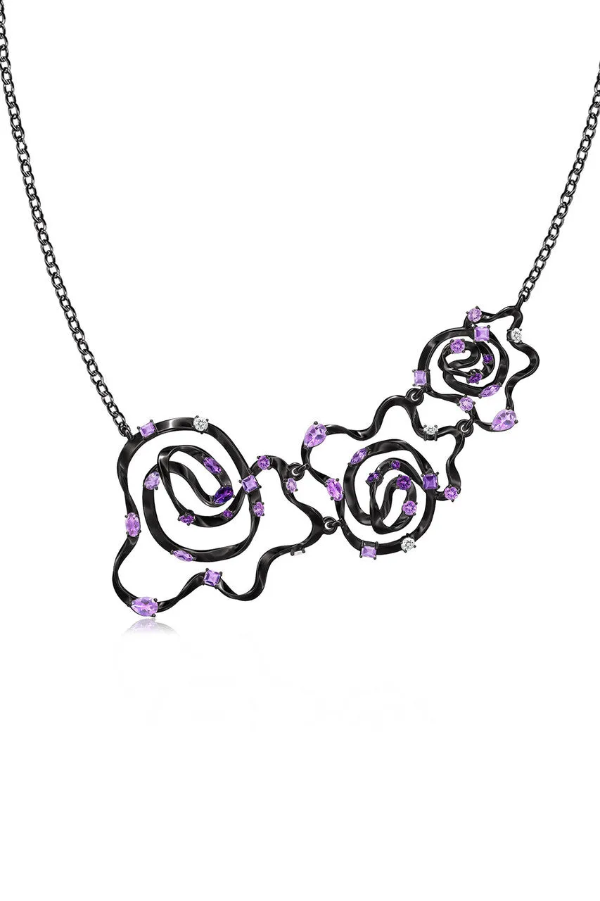 Sakura Midnight Silver Ombre Amethyst Asymmetrical Necklace sold by Natori product image thumbnail 3