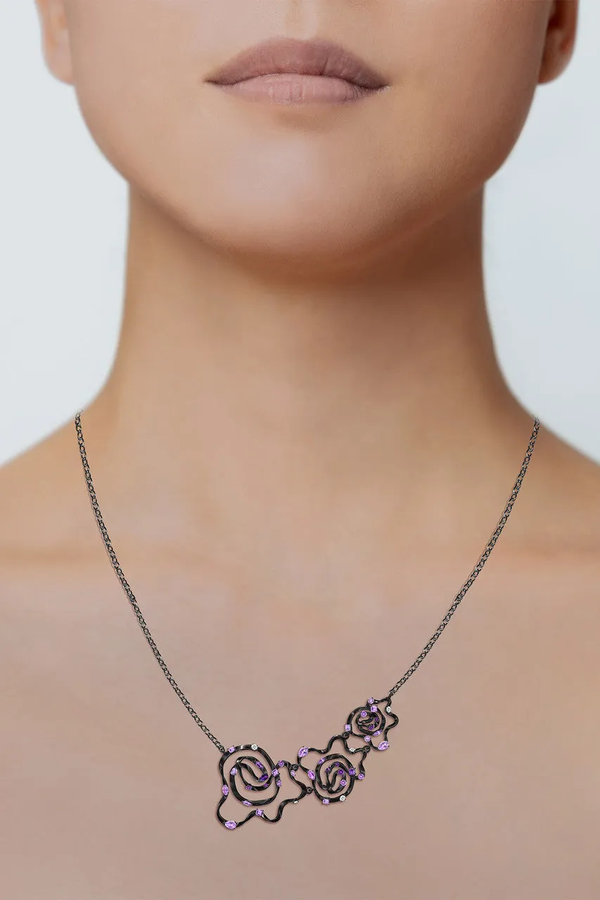 Sakura Midnight Silver Ombre Amethyst Asymmetrical Necklace sold by Natori product image thumbnail 4