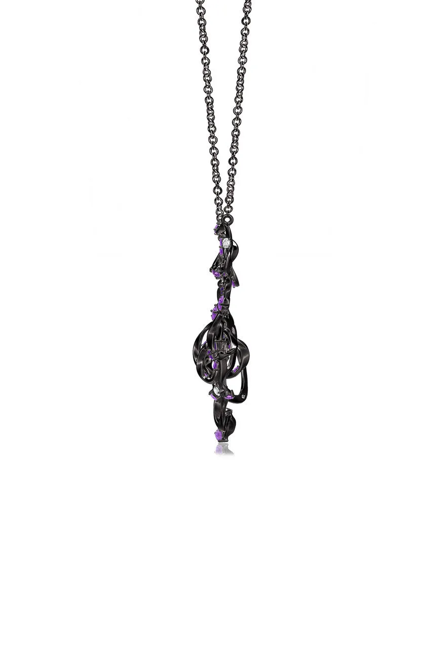 Sakura Midnight Silver Ombre Amethyst Asymmetrical Necklace sold by Natori product image thumbnail 5