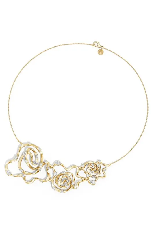 Sakura Dispersed White Topaz Asymmetrical Necklace made by Natori