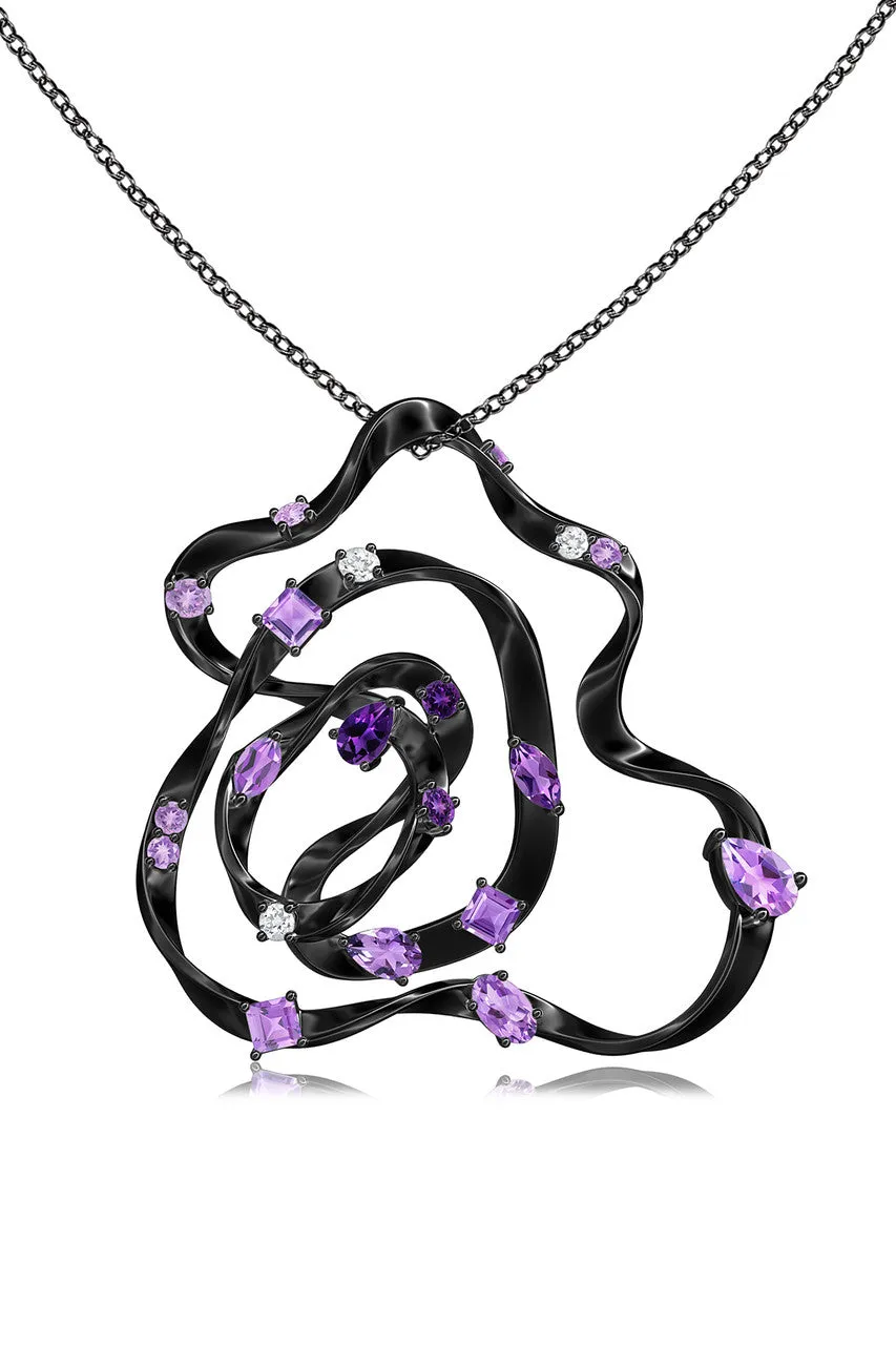 Sakura Midnight Silver Amethyst Ombre Large Pendant Necklace sold by Natori product image thumbnail 5