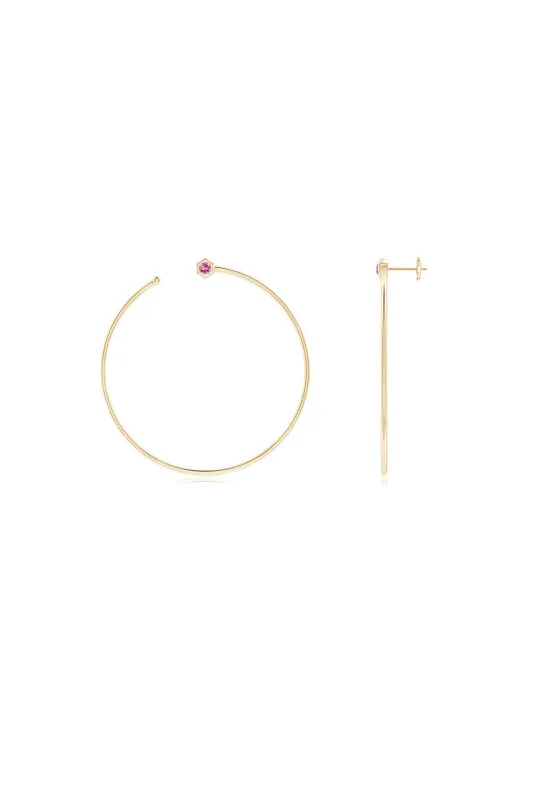 Indochine Giant Gemstone Open Hoops sold by Natori