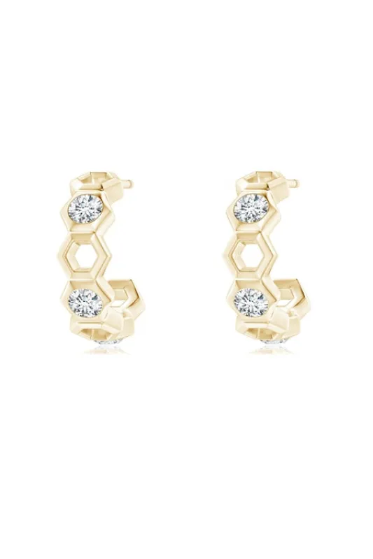 Indochine Small Alternate Diamond J-Hoops sold by Natori