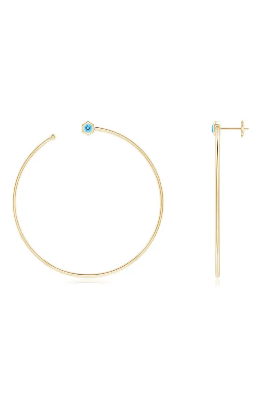 Indochine Giant Gemstone Open Hoops sold by Natori