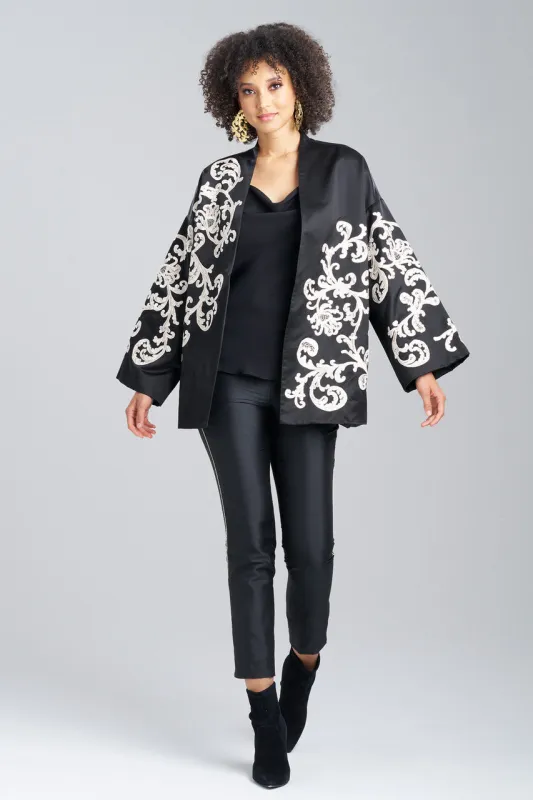 Couture Silk Duchess Satin Embroidered Coat sold by Natori