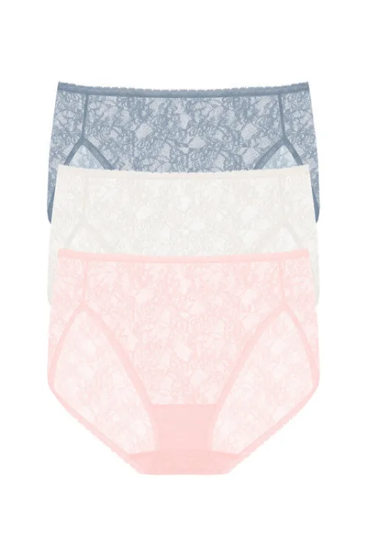 Bliss Allure One-Size Lace French Cut Brief 3-Pack sold by Natori