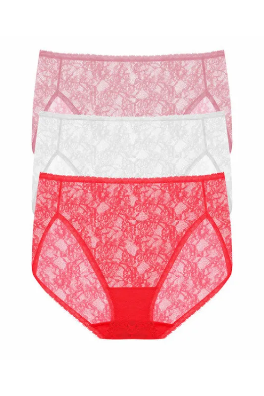 Bliss Allure One-Size Lace French Cut Brief 3-Pack sold by Natori
