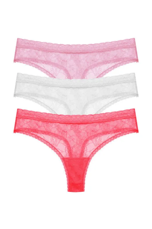 Bliss Allure One-Size Lace Thong 3-Pack sold by Natori