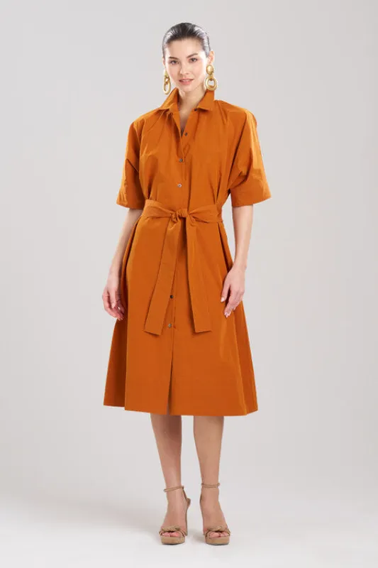 Taffeta Belted Shirt Dress made by Natori