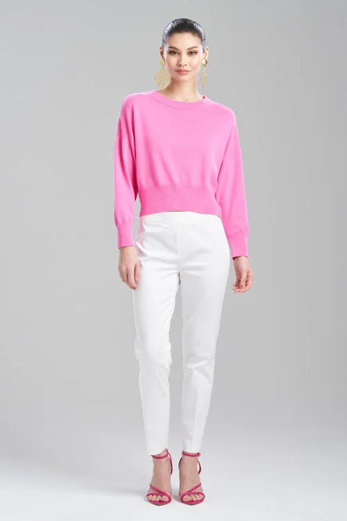 Beijing Textured Knit Crewneck Cropped Sweater sold by Natori