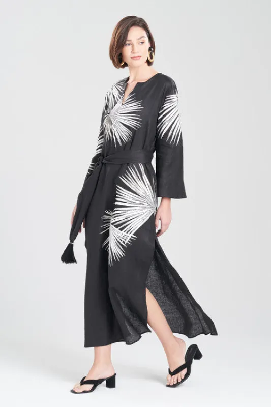Linen Embroidered Tassel Belt Caftan sold by Natori