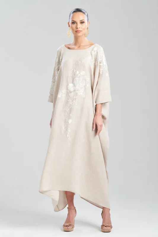 Linen Embroidered Caftan made by Natori