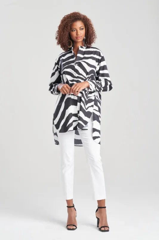 Zebra Cotton Poplin Oversized Shirt sold by Natori