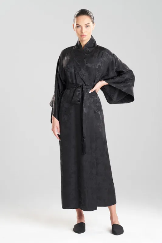 Kurokawa Jacquard Long Silk Robe sold by Natori