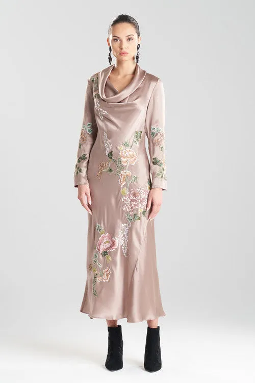 Kairaku Garden Embroidery Silk Deep Cowl Caftan sold by Natori product image thumbnail 4