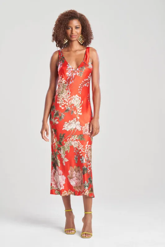 Kairaku Garden Charmeuse Plunging Silk Gown sold by Natori