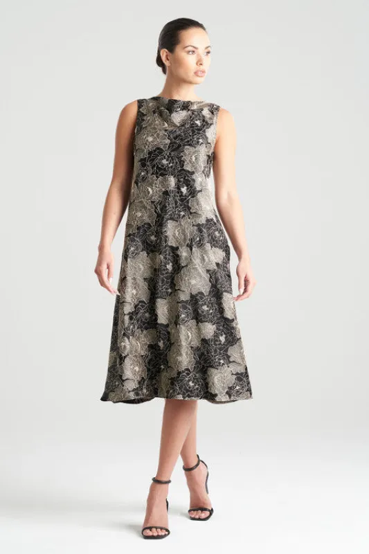 All Over Embroidered Silk Charm Cowl Dress made by Natori