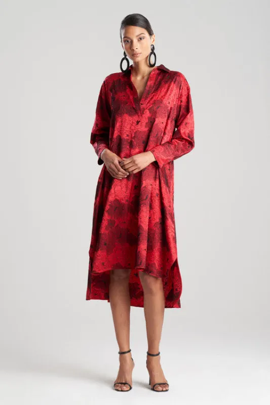All Over Embroidered Silk Charm Oversized Shirtdress made by Natori