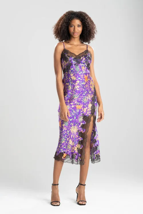 Yasugi Charmeuse Silk Lace Slit Gown sold by Natori