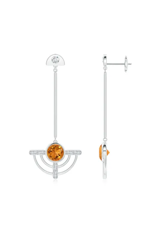 Infinity Half Concentric 14K Gold and Citrine Dangle Earrings made by Natori