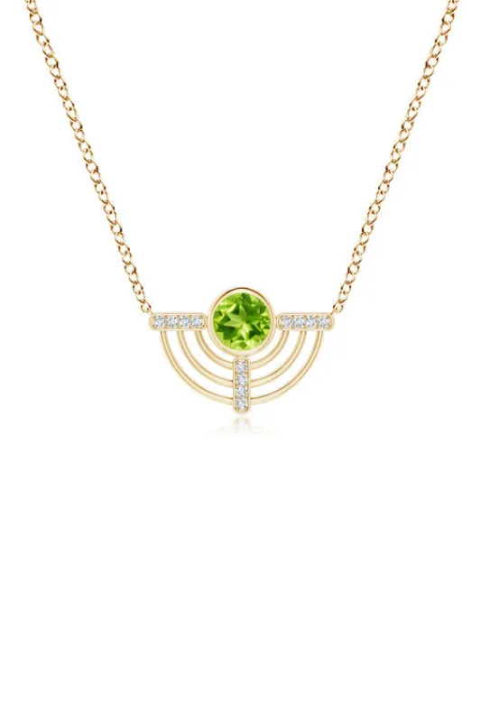 Infinity Half Concentric Circle 14K Gold and Peridot Pendant Necklace sold by Natori