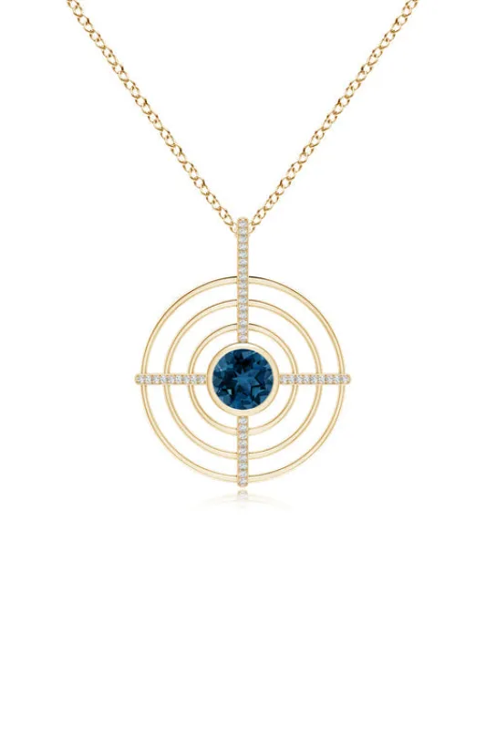 Infinity Concentric Circle 14K Gold and London Blue Topaz Pendant Necklace sold by Natori