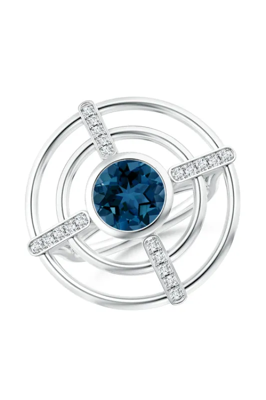 Infinity Concentric Circle 14K Gold and London Blue Topaz Ring sold by Natori